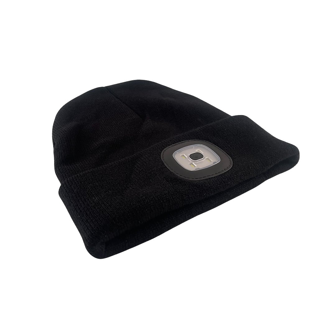 Stickad Mössa med LED-ljus - Uppladdningsbar - one-size -