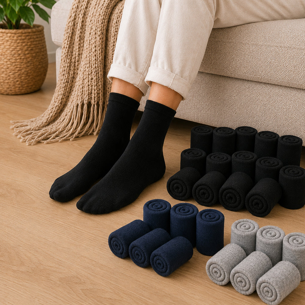 Bekväma strumpor i 12-pack – mjuka vardagsstrumpor i storlek 40–46