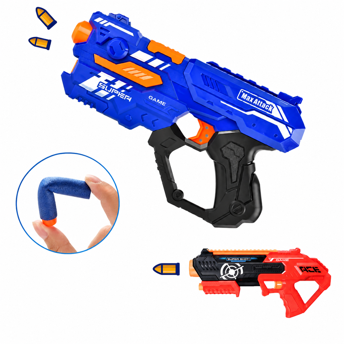 Soft Bullet "Super Shoot" - 4 olika, supercoola pistoler -