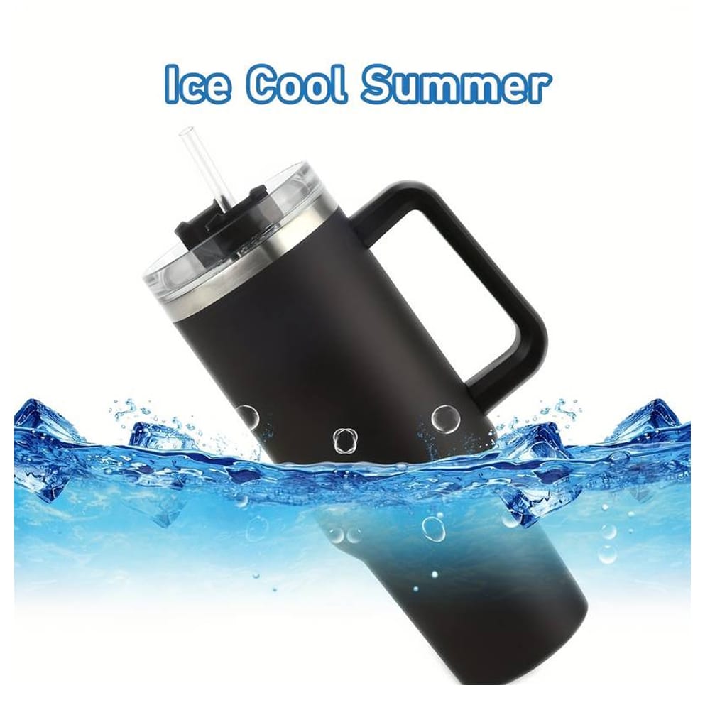 Tumbler termomugg 1200 ml med handtag, lock och sugrör