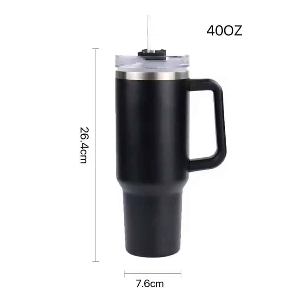 Tumbler termomugg 1200 ml med handtag, lock och sugrör