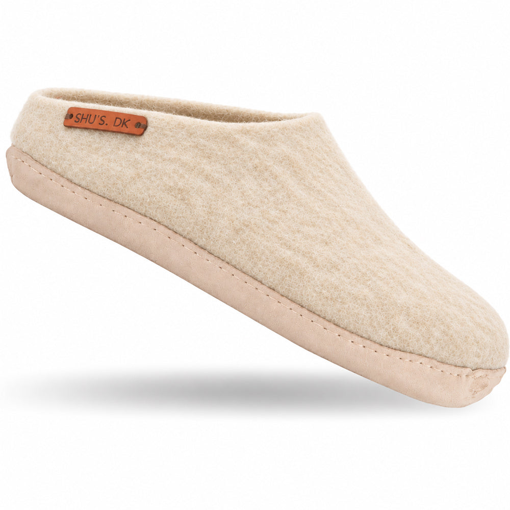 Ulltofflor (100% ren ull) - Modell Beige med mockasula