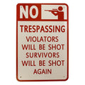 Metallskylt – Trespassing
