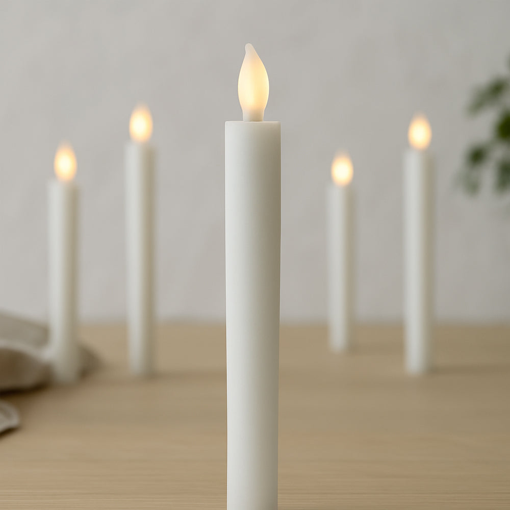 LED kronljus i äkta vax – 6 st. – 24,5 cm – med timerfunktion
