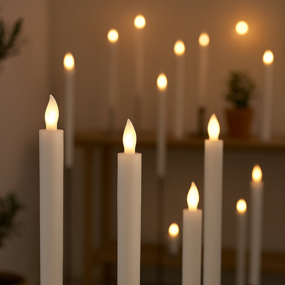 LED kronljus i äkta vax – 6 st. – 24,5 cm – med timerfunktion