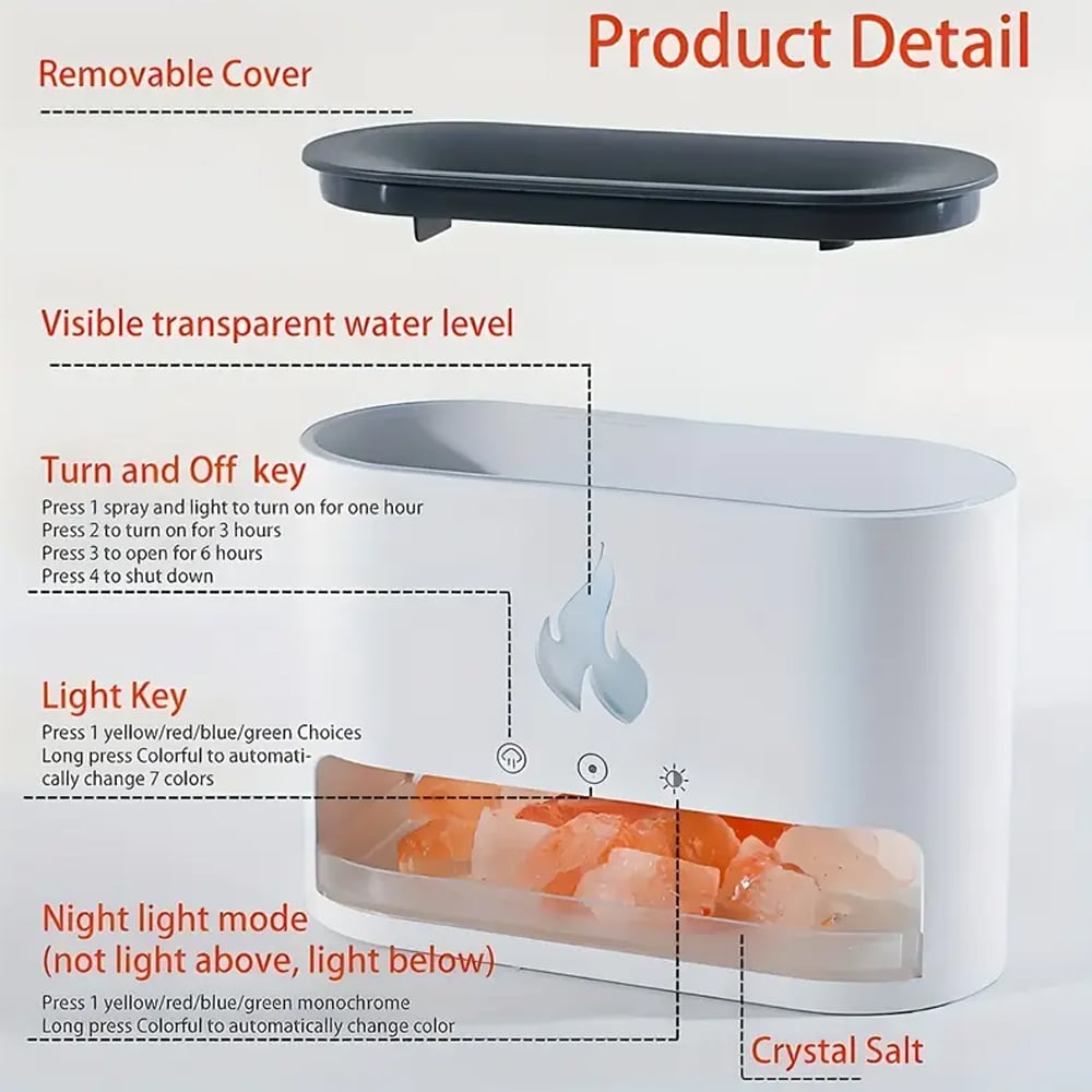 Vulkan Luftfuktare & Aroma Diffuser 240 ml med Kristallsalt
