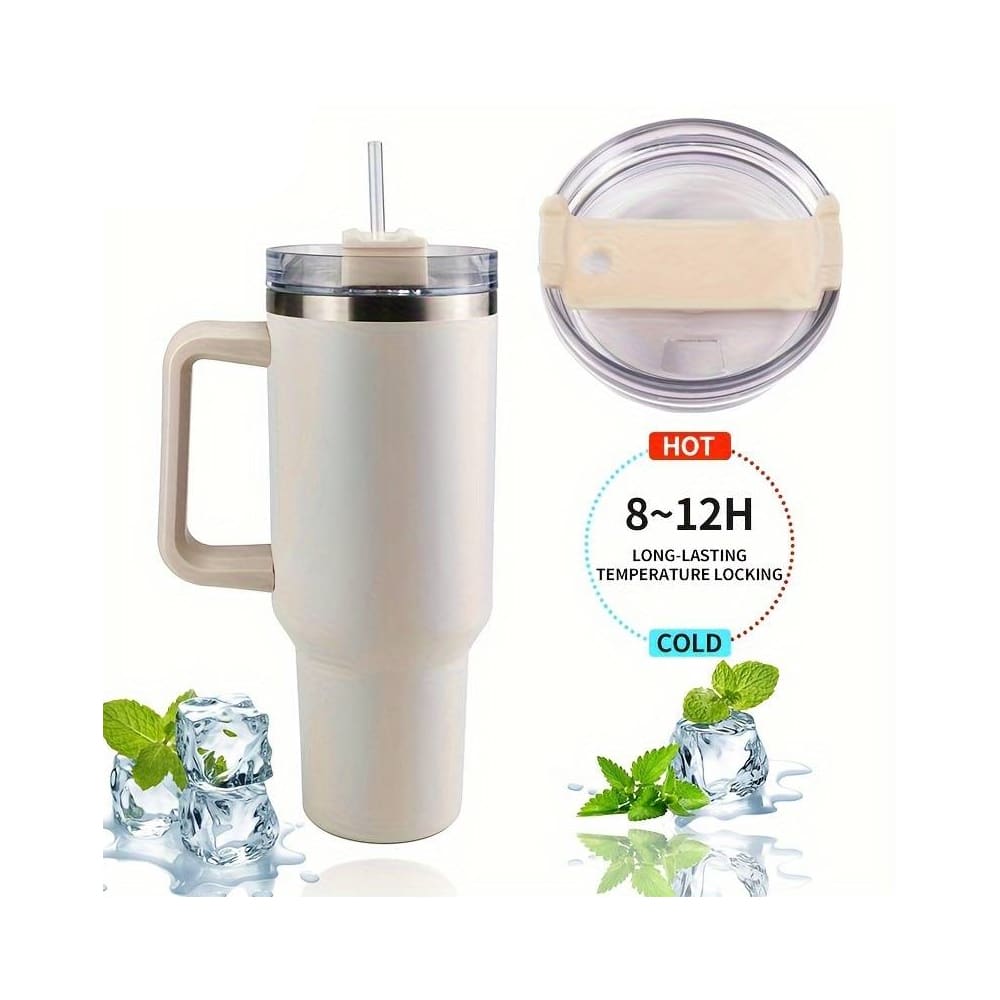Tumbler termomugg 1200 ml med handtag, lock och sugrör