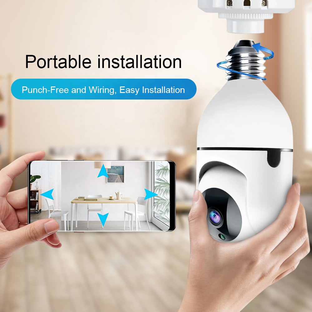 360° WiFi IP Kamera med Lutningsfunktion, Mörkerseende, Rörelsedetektering, 2-vägs ljud och LED-Ljus