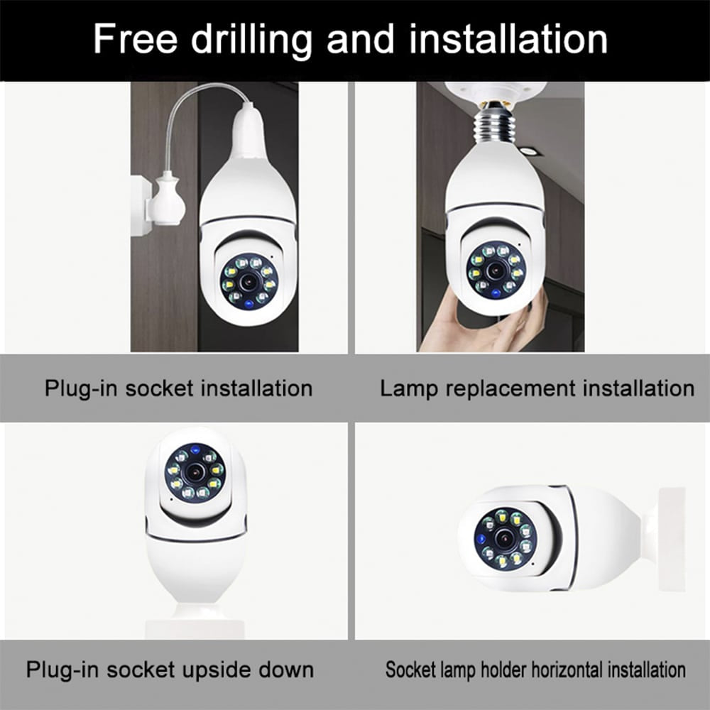 360° WiFi IP Kamera med Lutningsfunktion, Mörkerseende, Rörelsedetektering, 2-vägs ljud och LED-Ljus