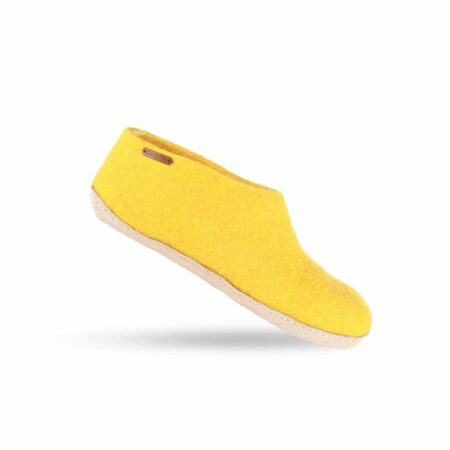Ulltofflor (100% ren ull) - Modell Curry gul med mockasula