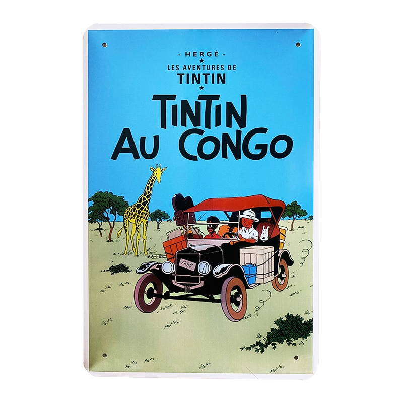 Metallskylt - TinTin Au Congo
