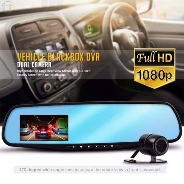 Dashcam backspegel med främre / bakre kamera (Full HD och Nightvision)