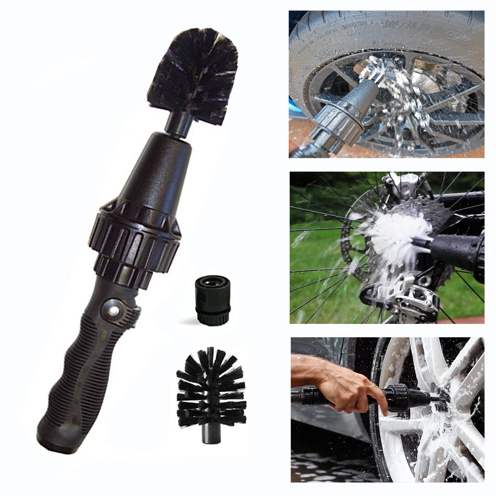 Brush Hero Wheel Brush - Auto Cleaning Kit Water, Powered Rim Cleaner to  Scrub and Wash Tires, Grills, Bike and Motorcycle Wheels, Car Detailing